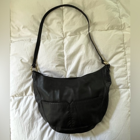 Sigrid Olsen Black Leather Crossbody with antiqued Brass Hardware Medium sized - Picture 2 of 16